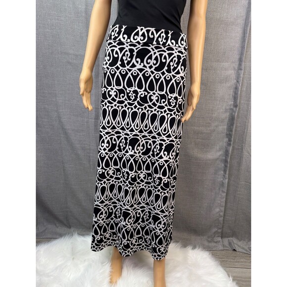 White House Black Market Side Slit Stretch Geo Print Maxi Skirt Women's Size XS - Picture 2 of 5